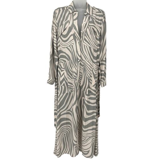MISA Los Angeles Montana Zebra Shirt Dress Size XS Neutral Print Midi NEW - Picture 4 of 10